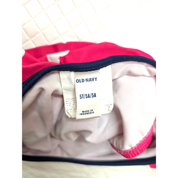 Old Navy Girls Size 5T Tankini Bikini Swim Top & Skirted Bottom Set Red Hearts - Picture 4 of 5